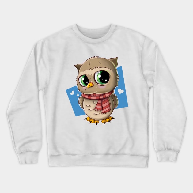 Cute and Sweet Holiday Owl Crewneck Sweatshirt by JessicaErinArt